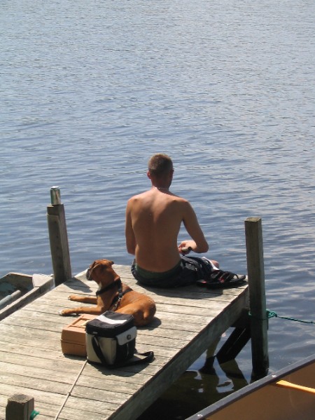 roxy & dad at the lake