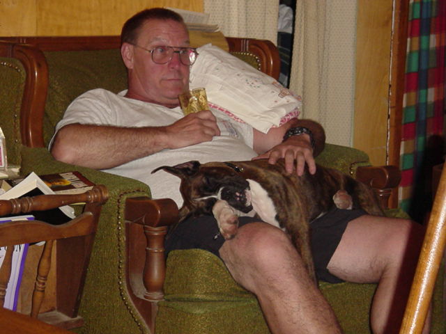 Sleepin on grandpa's lap