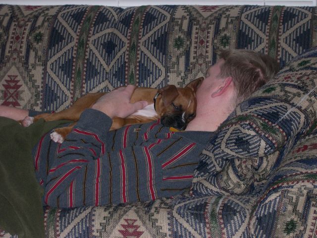 Taking a well derserved nap with dad