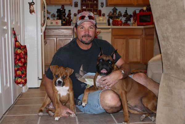 Tasha and Hurley with Dad on Easter