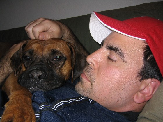 Tess and Daddy Snoozing
