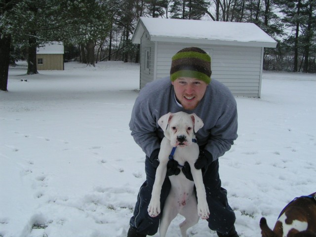 Tyson and dad playing in the snow