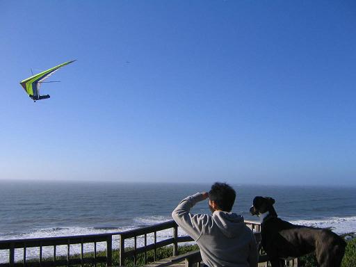 Watching hang-gliders at Fort Funston