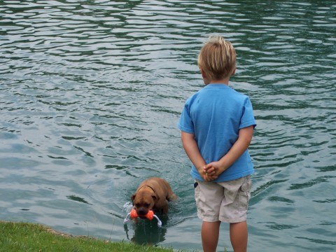 With Lucky at the lake